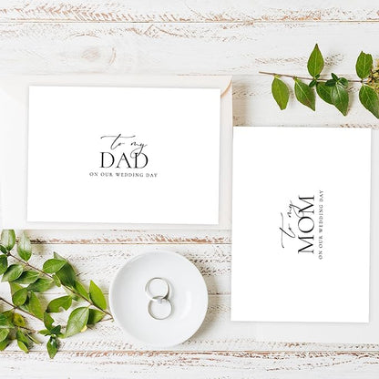 LADY&HOME Set of 2 Wedding Day Cards to Dad and Mom,To My Dad and Mom on My Wedding Day Card (A1:Dad & Mom)