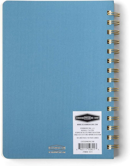 DesignWorks Ink 6" x 8.25" Classic Blue Textured Paper Twin Wire Spiral Notebook Journal with 160 Lined Pages for Work, Writing, Journaling
