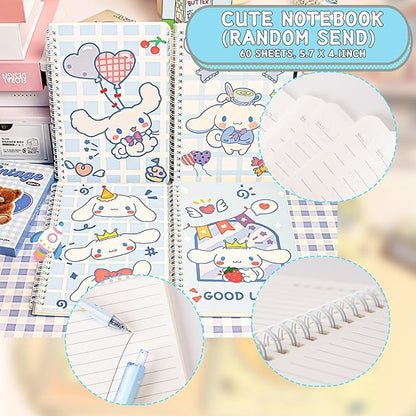 Cute School Supplies Anime Stationery Gift Set Includs Gel Pens, Journal Notebook, 50 Stickers, Pencil Case, Kawaii Stationery Set, Back to School Gift(Blue)