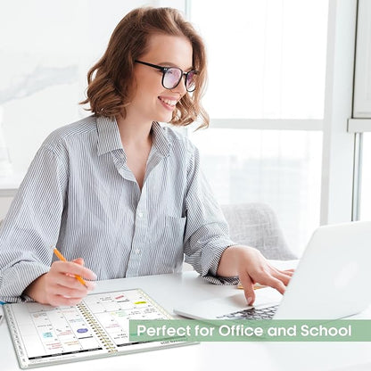 2026 Planner, Weekly and Monthly Calendar Planner, January 2026 - December 2026, Hardcover 2026 Calendar Planner Book with Tabs For Women & Men, Inner Pocket, Spiral Bound, Perfect for Office Home School Supplies - A5 (6.3" x 8.5"), Mint