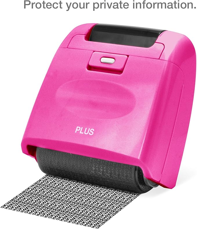 Guard Your ID Security Stamp Pink Wide Roller 2 Piece Kit Blockout Address Cover Faster Alternative to Shredder