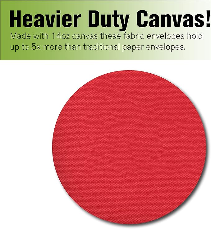 BankSupplies Canvas Interoffice Mailer, 14 oz. - 14W x 11H - Red - Transit Bag - Large Zipper Bag with Grommet - Use with Padlock or Zip Tie for Security - Interoffice Mail Bag