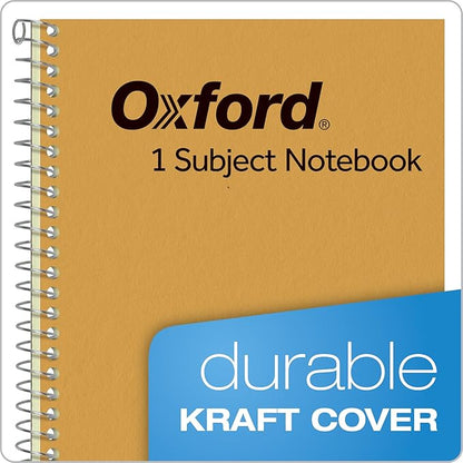 Oxford 1-Subject Kraft Notebook, 5" x 8", Narrow Rule, Kraft Cover, Green Tint Paper, 80 Sheets (25-401R)