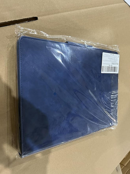 A4 Leather Portfolio Professional Organizer Padfolio,Interview Resume Folder with Magnetic Cover,Conference Document Organizer with Papers,Sticky Tabs,Pen,Work Folio for Women & Man,Retro Blue