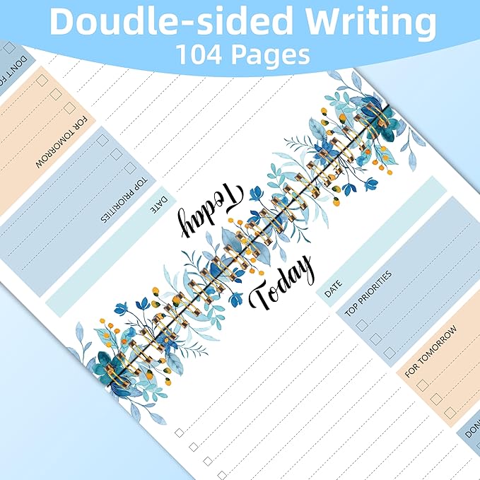 To Do List Notepad - To Do List Notebook for Work with 52 Sheets, 6.5" x 9.8" Checklist Productivity Organizer with Hourly Schedule for Task Management-Azure