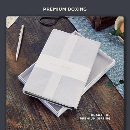 BEECHMORE BOOKS Lined Journal Notebook, 5.8 x 8.3 inch, A5 160 Lined Pages, Hardcover Leather Journals for Women, Men, Writing and Notebooks for Work - 120 GSM Thick Paper, Gifts Box Included