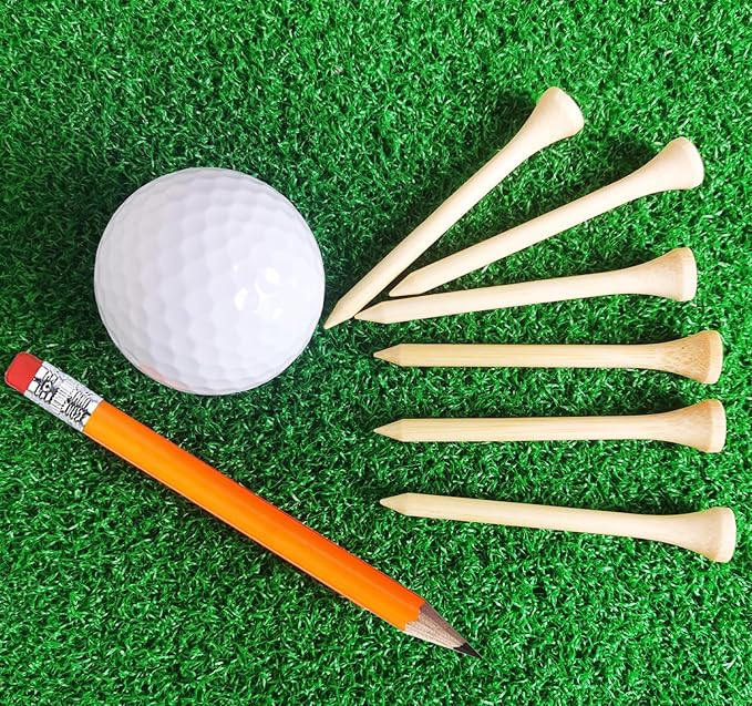Adhere 25pcs Golf Pencils with eraser Hexagon Wooden Pencils Graphite 2B for Golf Event Scoring,Classroom,Wedding,Company Meetings,Pew, Pocket (z-Orange・Round ・50pcs)