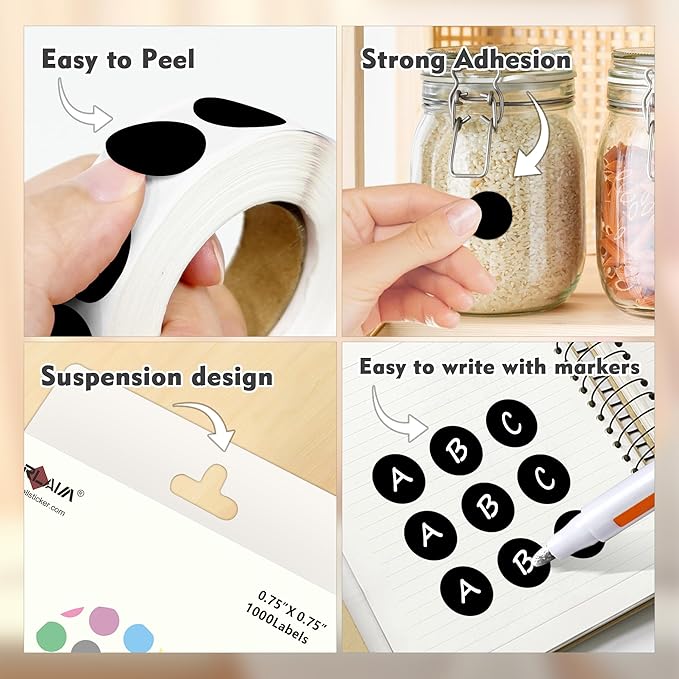 PARLAIM 3/4 Inch Round Permanent Adhesive Color-Code Dot Stickers,10000 Stickers Roll dots Label Dispenser Box Green Circle Stickers Labels 10Rolls(Black)