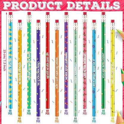 Gersoniel 720 Pcs Scented Pencils Bulk for Kids Inspirational Motivational Cute Fun Fruit Wood Smelly Graphite Pencils with Erasers for School Classroom Office Students Girls Boys Gifts Supplies