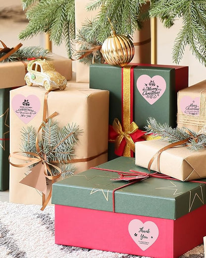 Phomemo 3” Color Circle Thermal Labels, Self-Adhesive Round Direct Sticker Label, Cute Pink Heart Stickers Roll for Custom Stickers Personalized & Business, 500 Pink Labels/Roll