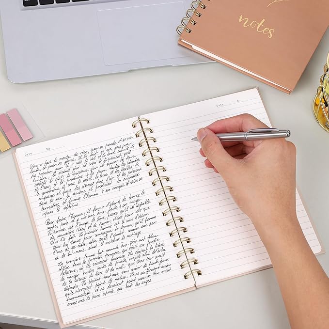 LABUK Aesthetic Spiral Notebook for Women, 3 Pack A5 Cute College Ruled Journals Notebook with Back Pocket, Suitable for School, Office, Home and Beyond