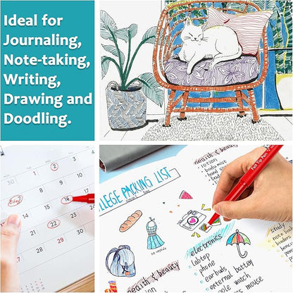 Lelix 30 Colors Felt Tip Pens, Medium Point Assorted Markers Pens For Journaling, Writing, Note Taking, Planner Coloring, Perfect for Art Office and School Supplies