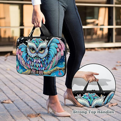 Universal Tablet Laptop Sleeve Case 10 inch, Owl Blue Slim Carrying Case Durable Handbag Travel Laptop Bag for 7 to 10-inch Laptops/Notebook/Kids Tablet/ipad/eBook Readers