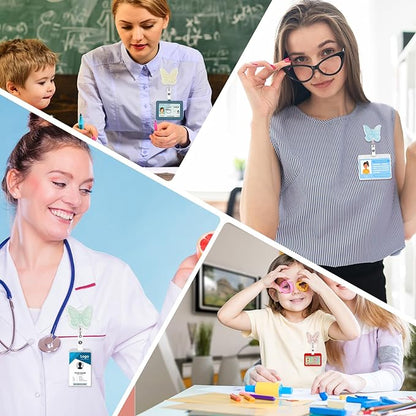 NACHLYNN 8 Pcs Butterfly Felt Retractable Badge Reels Cute Felt Nurse Badge Reel Holders Name ID Accessories with Retractable Cord for Teacher Student Nurses Gifts