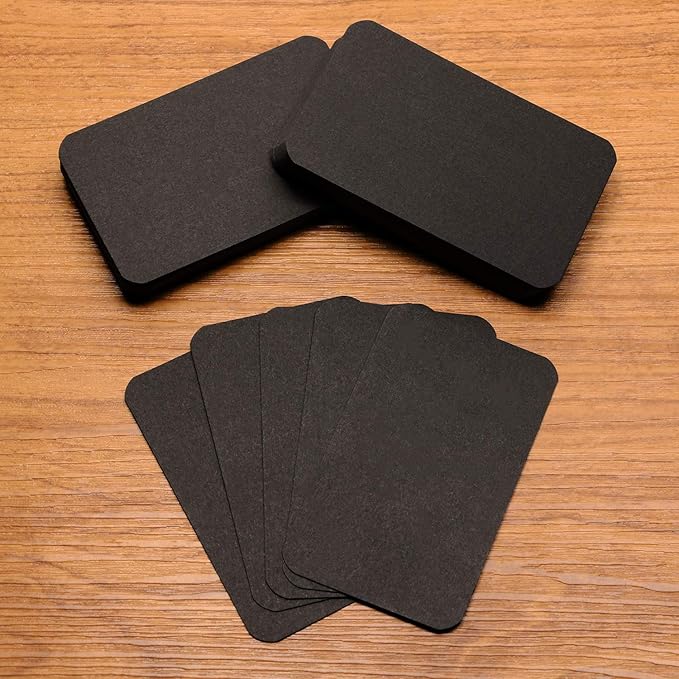 Penta Angel 100 Pcs Mini Paper Blank Gift Notes Cards DIY Craft Small Word Business Message Cards (Black)