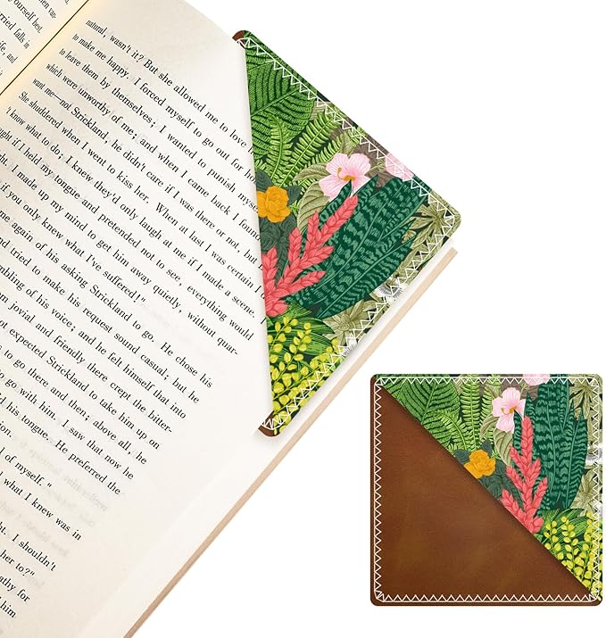 Personalized Leather Bookmarks, Fun & Cute Book Accessories for Reading Lovers, Unbreakable Page Markers for Women Men Girls Boys Student Teacher Kids Retirement Birthday Gifts (Flowering Plant)