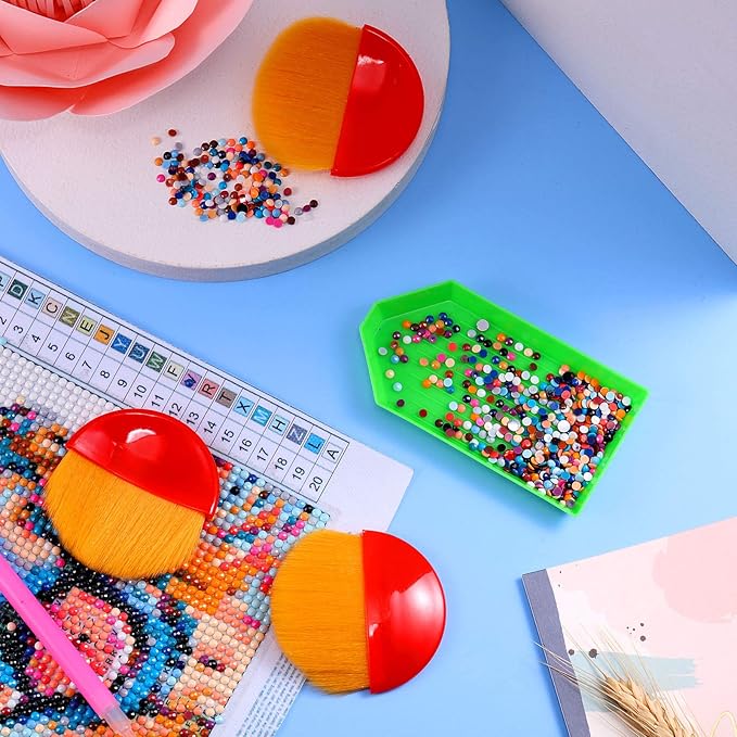 Boao 4 Pieces Brush Applicator Diamond Painting Brush Accessories Tools, Artist Drawing Flat Paintbrush for DIY Gesso, Varnishes, Oil Paint, Acrylic Painting, Watercolor(Red and Gold)