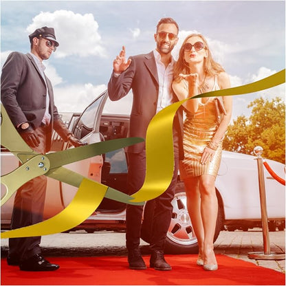 New Edition Grand Opening Ceremony Kit – Heavy Duty 25'' Scissors Gold with Golden Blades and Gold Satin Ribbon for Inauguration Ceremonies & Special Events