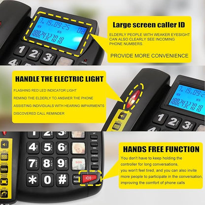 New Multifunctional Desktop Phone for The Elderly, with Photo Storage, Quick Dialing, Large Display Screen, Large Buttons, Adjustable Ringtone, Large Indicator Light,Hands Free Function
