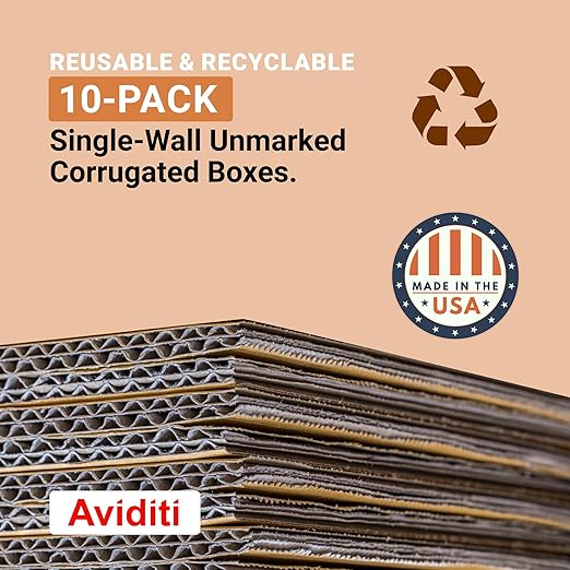 AVIDITI Heavy-Duty 24" x 18" x 18" Single Wall Cardboard Boxes (10-Pack) | Large Corrugated Boxes For Shipping, Packaging, Moving, Storage Box for Home or Business, Strong Wholesale Bulk Boxes