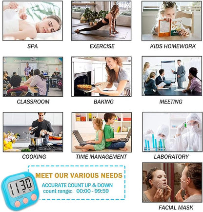 Classroom Timers for Teachers Kids Large Magnetic Digital Timer 12 Pack-Blue White