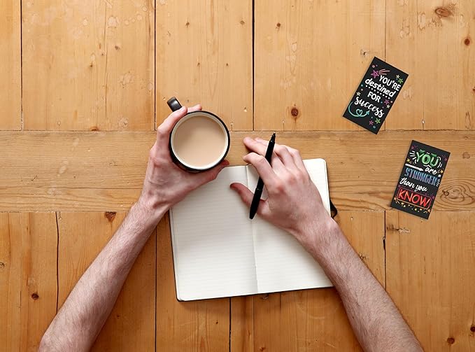 Iconikal Inspirational, Motivational, Gratitude, Appreciation, Kindness & Encouragement Sayings Mini Quote Cards, Blank Back, 200-Count