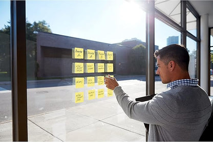 Post-it Super Sticky Notes, 24 Sticky Note Pads, 3 x 3 in., School Supplies, Office Products, Sticky Notes for Vertical Surfaces, Monitors, Walls and Windows, Canary Yellow