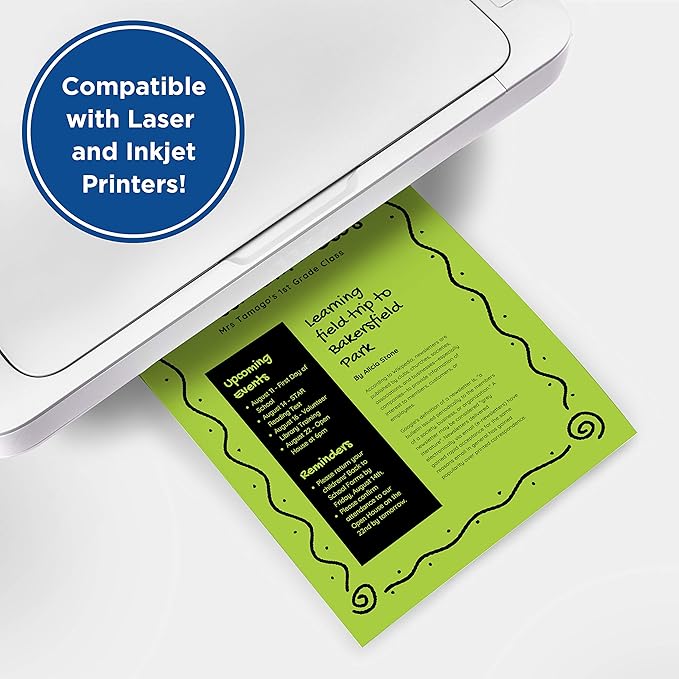 Printworks Neon Colored Paper, 24 lb, 5 Assorted Florescent Colors, FSC Certified, 100 Sheets, 8.5 x 11 Inch (00579), Single