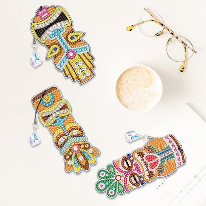 pigpigboss Diamond Painting Bookmark 6 PCS PVC Cute Animal Face Bookmark Diamond Painting Dots Art Owl Diamond Painting Bookmark for Adult Kids Book Decor Gift