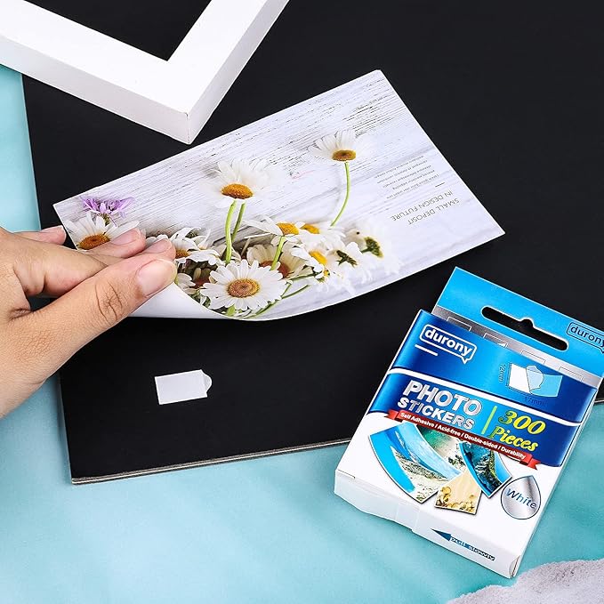 Durony 300 Pieces Photo Sticker White Double-Sided Self Adhesive Photo Tapes for Pictures DIY Photo Album Journal