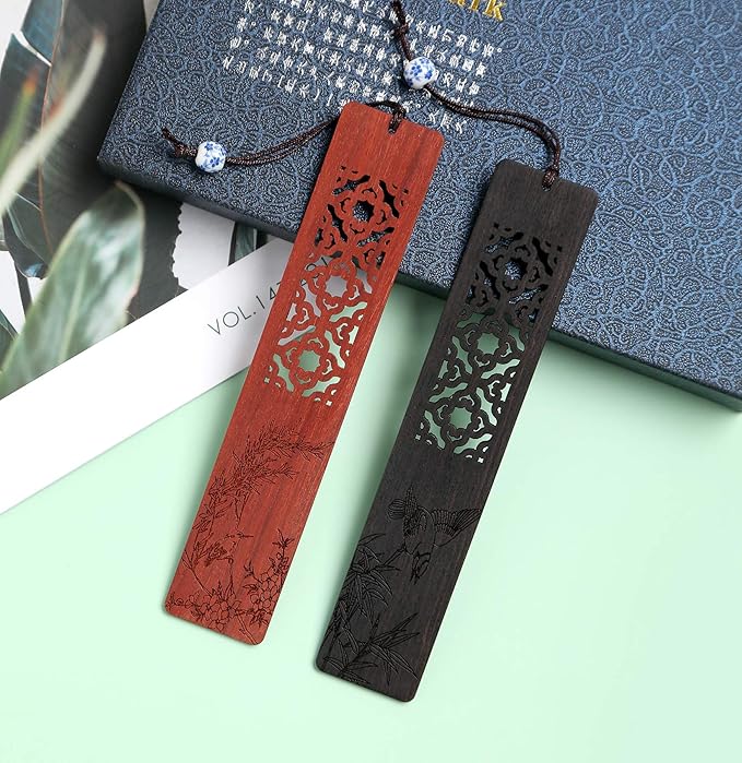 Wooden Bookmark Engraved Book Mark Vintage Style Best Unique Gifts Set for Book Lovers,Women,Men,Teacher,Birthday Present