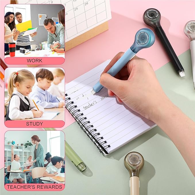 Gersoniel 10 Pack Correction Tape Pen Correctional Ink Tape Push Pull Protective, Easy to Use Applicator for School Office Supplies, 0.2 x 236 Inch(Natural Color)