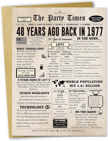 Happy 48th Birthday Card for Women Men, Funny 48 Year Old Birthday Gift Card for Husband Wife Him Her, Retro 48th Bday Decorations Ideas