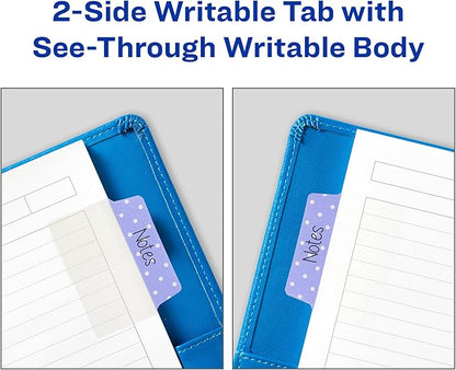 Avery Multiuse Ultra Tabs, 2" x 1.5", 2-Side Writable, Assorted Pastel Dots, 24 Repositionable Tabs (74773)