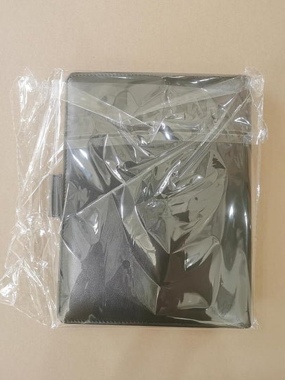 A5 Leather Portfolio Binder, Interview Legal Document Organizer with Magnetic Closure Cover with A5 Sized Papers,Sticky Tabs,Pen,Mini Document Organizer Folder for Men Women,Black