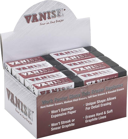 Acurit Vanish Artist Eraser (30 Pack)– 4-in-1 White Erasers for Art - Erases Graphite Lines - Replaces Vinyl & Kneaded Erasers