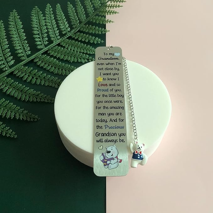 Grandson Bookmarks Birthday Gift Christmas Encouragement Bookmark Teens Graduation Distance Farewell Back to School Present Appreciate Reminder Go to University Love Proud of You Keepsakes Cute Bear