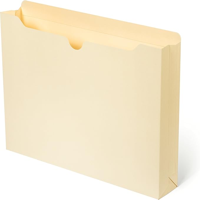 Blue Summit Supplies 2 Inch Manila File Jacket, 50 Folders, Reinforced Straight Cut Tab, Heavy Duty 2 Inch Expansion Pocket, Letter Size, 50 Pack