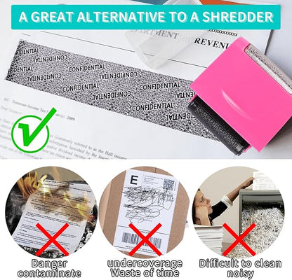 Identity Theft Protection Roller Stamp - Wide Confidential Roller Stamp with 3 Pack Refill Inks for Anti Theft Protection, Confidential Privacy Security, Address Blocker (Rose Pink)