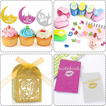 24 Sheets Rose Red Glitter Cardstock Paper, A4 Premium Sparkly Paper for Scrapbook, DIY Projects, Party Decoration, Gift Box Wrapping 250GSM/92lb