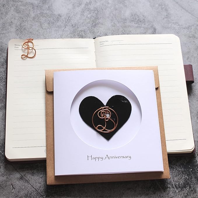 Personalized Initial Copper Card, Copper Initial, Anniversary Card for Her, Couple, Gift for Her (B)