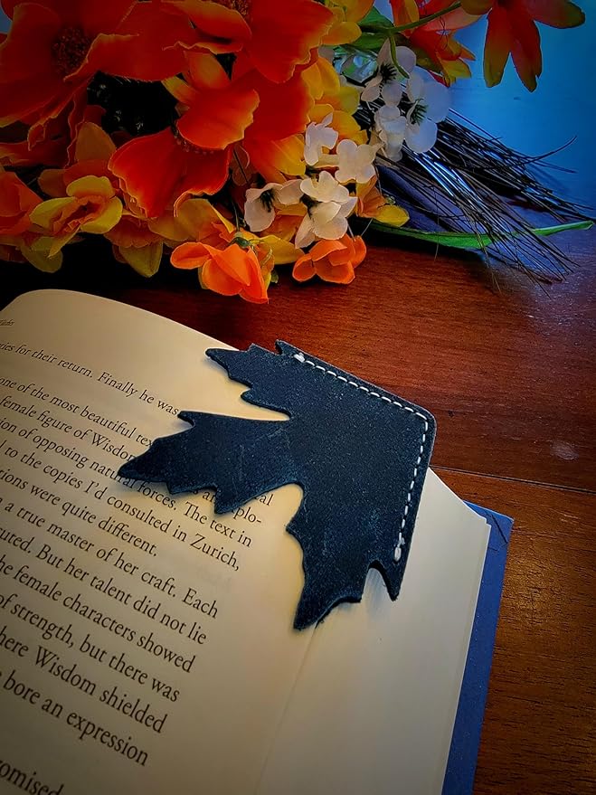 Bookmark-4 -Corner Leather Bookmarks- Leather Bookmark-Maple Leaf-Bookmarks- Reader Gifts- Book Lover Gifts- Book Club Gifts- Book Accessories for Reading Lovers-Cute Bookmarks