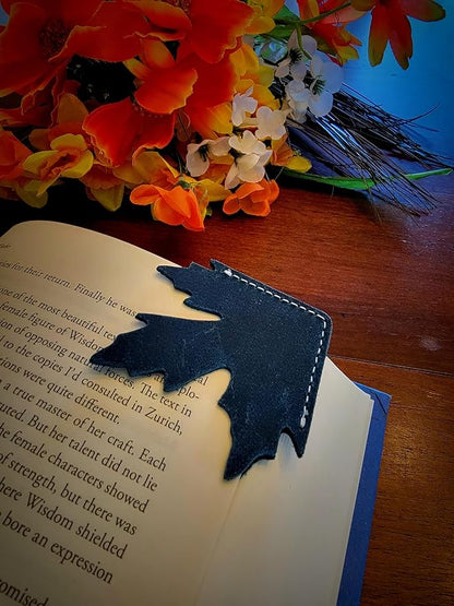 Bookmark-4 -Corner Leather Bookmarks- Leather Bookmark-Maple Leaf-Bookmarks- Reader Gifts- Book Lover Gifts- Book Club Gifts- Book Accessories for Reading Lovers-Cute Bookmarks
