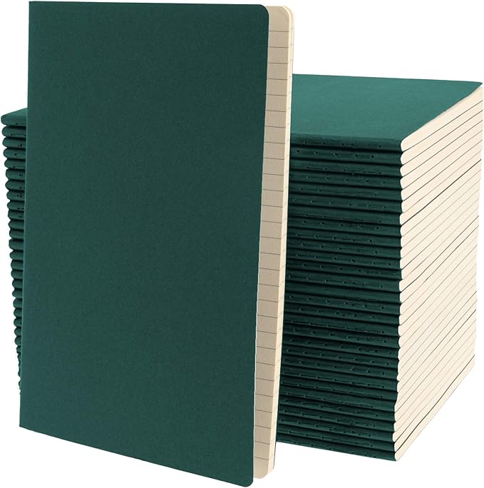 Simply Genius A5 Notebooks for Work, Travel, Business, School & More - College Ruled Notebook - Softcover Journals for Women & Men - Lined Note Books with 92 pages, 5.5" x 8.3" (Green, 30 pack)