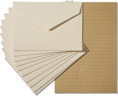 Tuhangcc Stationery Writing Paper and Envelopes Set with Jute Rope 4 X 6 for Writing Letter, (20 Best Paper with 10 Heavyweight envelopes),by Better Gift Office Products (Ivory White)