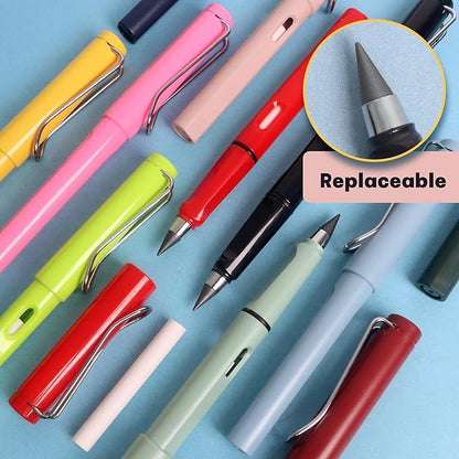 12Pack Forever Pencils for Kids Writing, Infinity Pencil Cute Inkless Everlasting Pencil with Eraser for Sketching (Black+Multicolor)