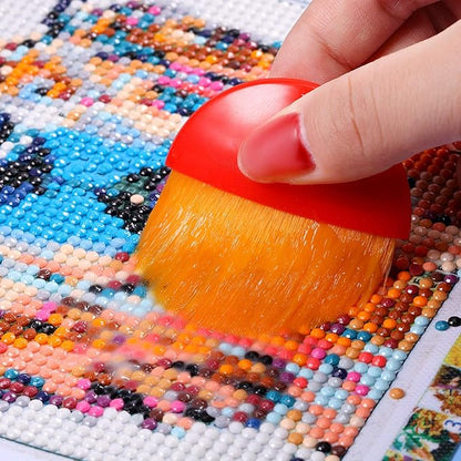 Boao 4 Pieces Brush Applicator Diamond Painting Brush Accessories Tools, Artist Drawing Flat Paintbrush for DIY Gesso, Varnishes, Oil Paint, Acrylic Painting, Watercolor(Red and Gold)