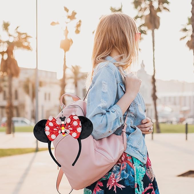 2Pcs Mouse Ear Holder for Backpack Beaded Lanyard Keychain Park Trip Essentials Headband Hanging Display Accessories