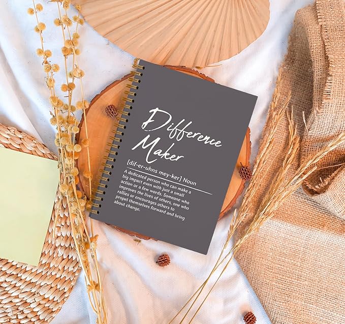 OXW Difference Maker Appreciation Gift, Meeting Notebook for Work, Thank You Gifts for Leader Mentor Manager Boss, Office Supplies Social Worker Notebook, Gray Hardcover Spiral Notebook 5.5 x 8.3