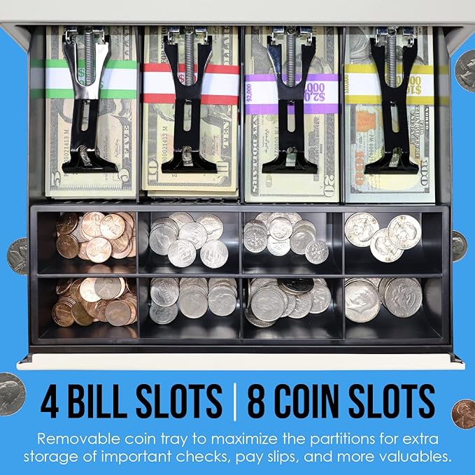 Nadex CR360 Cash Register, 4700 Lookups 50 Dept 50 Clerks, Quick Load Thermal Printer, Compact Size, Cash and Coin Drawer, White